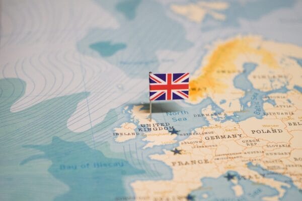 UK flag on map