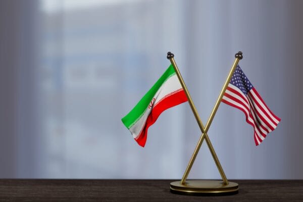 US Iran flags